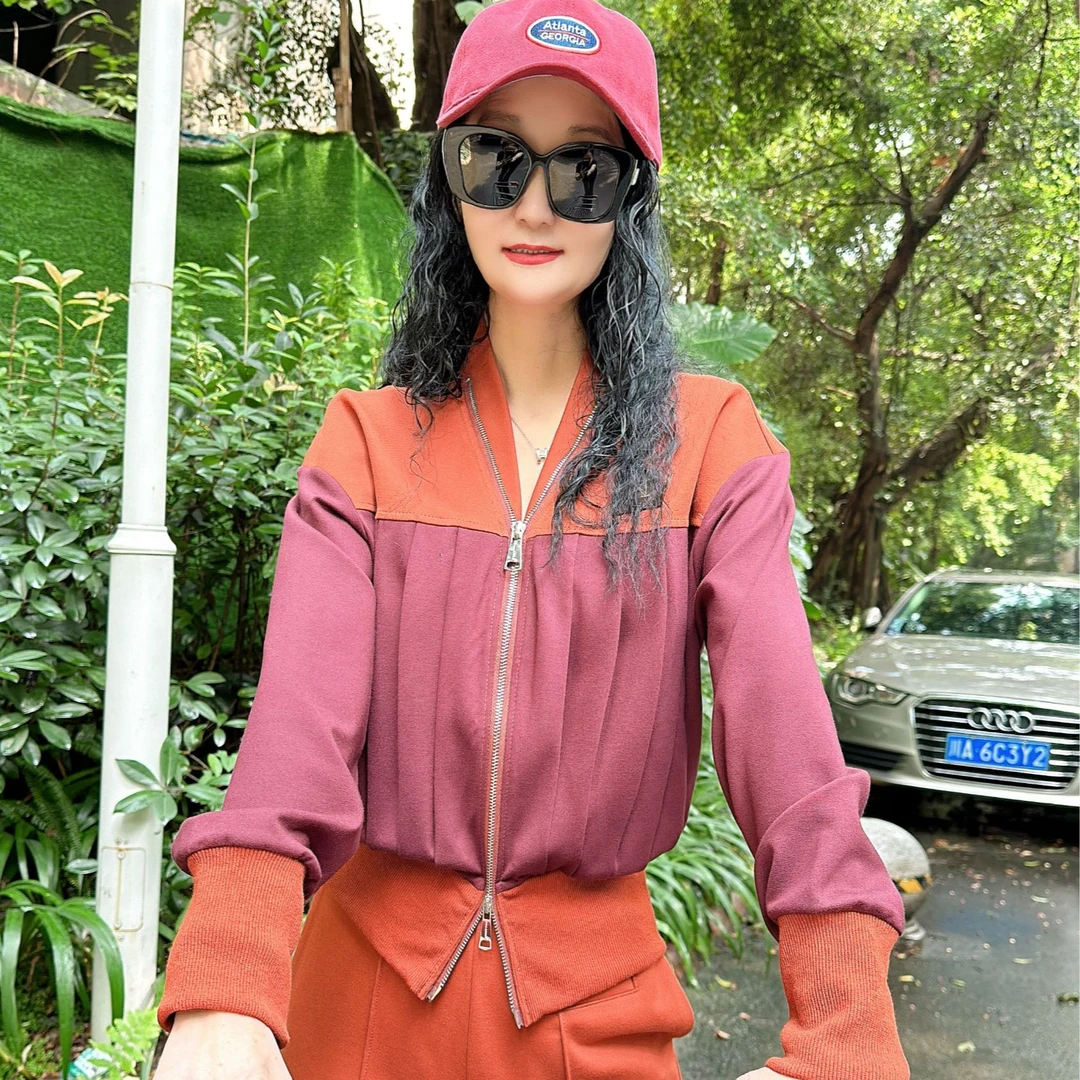 M43X017慕之淇秋装运动时尚炸街高级感拼色卫衣两件套