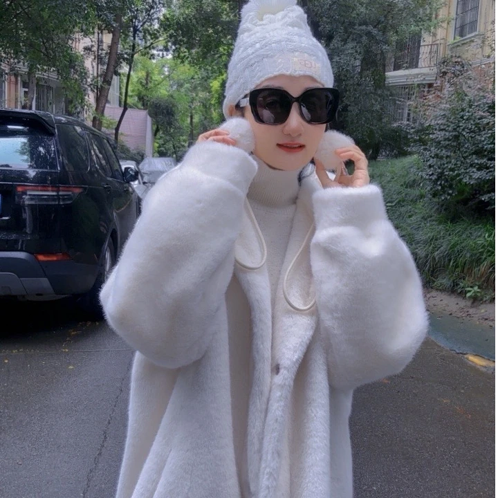 M43J016慕之淇雪兰貂加厚中长款毛绒皮毛一体加厚外套