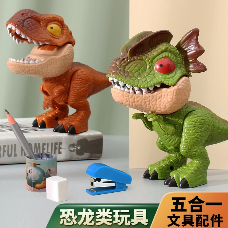 新款创意文具益智五合一套装可拆装恐龙模型玩具可爱学习用品礼物