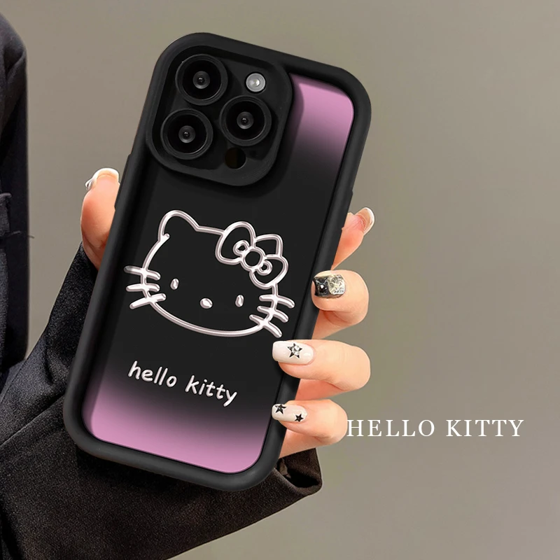 卡通渐变Kitty适用苹果16华为荣耀vivo/iqoo/oppo小米红米手机壳