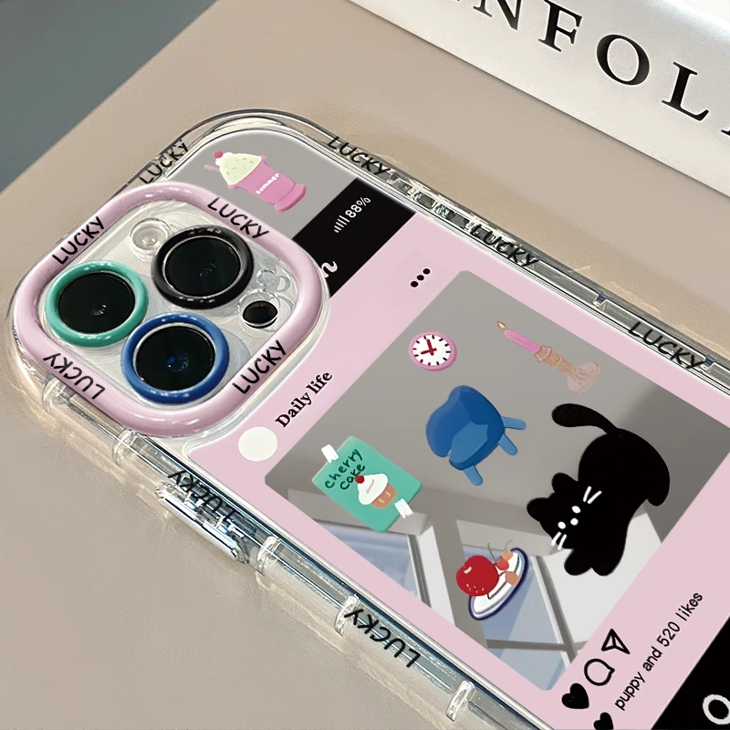 黑猫ins适用苹果16华为荣耀vivo/iqoo/oppo小米红米镜面手机壳