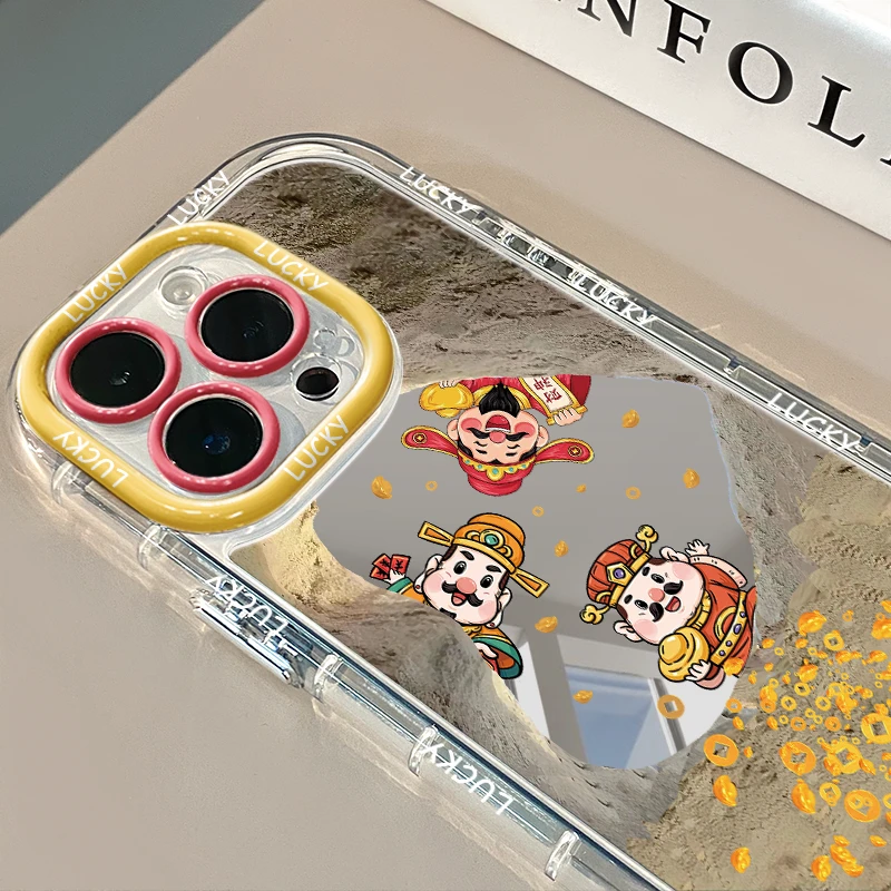财神到啦适用苹果16华为荣耀vivo/iqoo/oppo小米红米镜面手机壳