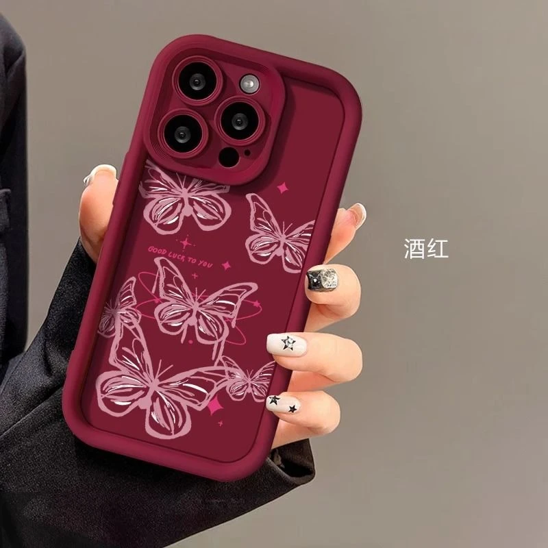 多只粉色蝴蝶适用苹果16华为荣耀vivo小米iqoo红米oppo天眼手机壳