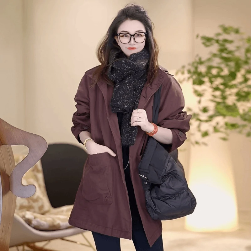 5216N复古休闲连帽棉衣外套冬季新款高级感简约宽松小个子棉服