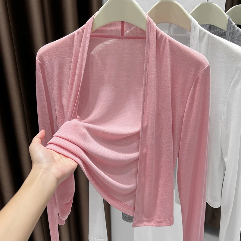 薄款冰丝开衫长袖针织衫配吊带裙夏季外搭空调罩衫防晒披肩上衣女