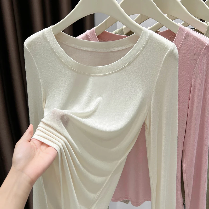 针织打底衫女春秋季内搭超弹软糯2024新款秋冬长袖t恤薄款皮肤衣