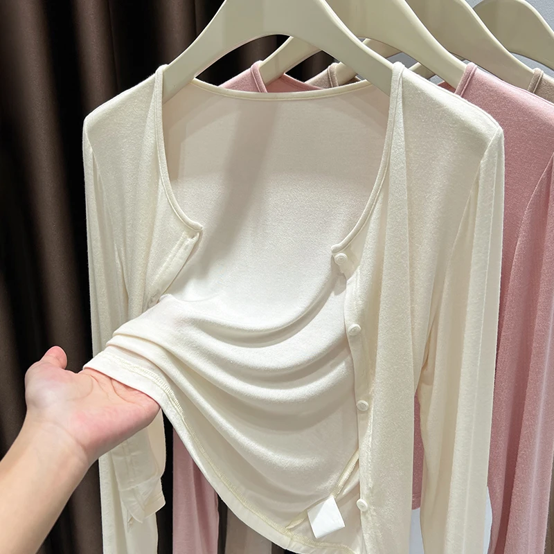 白色冰丝开衫女款爆款2025夏薄款小外搭配吊带裙防晒外套外披上衣