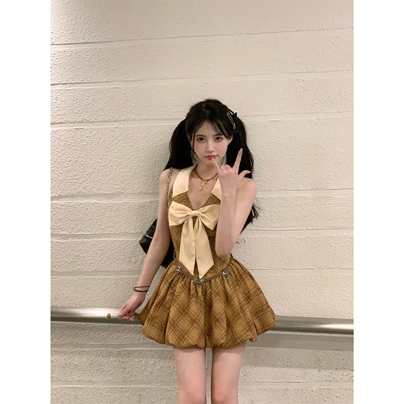 瑞茜·威瑟斯涩谷辣妹 夏季显瘦设计感辣妹连衣裙+安全裤R6322H