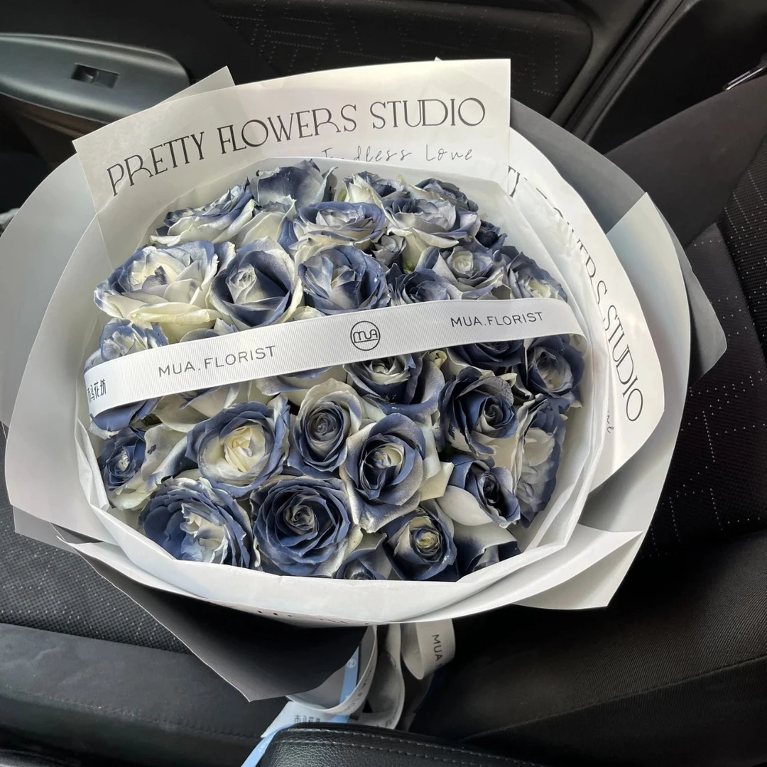 真花马耳他蓝玫瑰花束团购鲜花速递全国同城配送上海北京成都花店