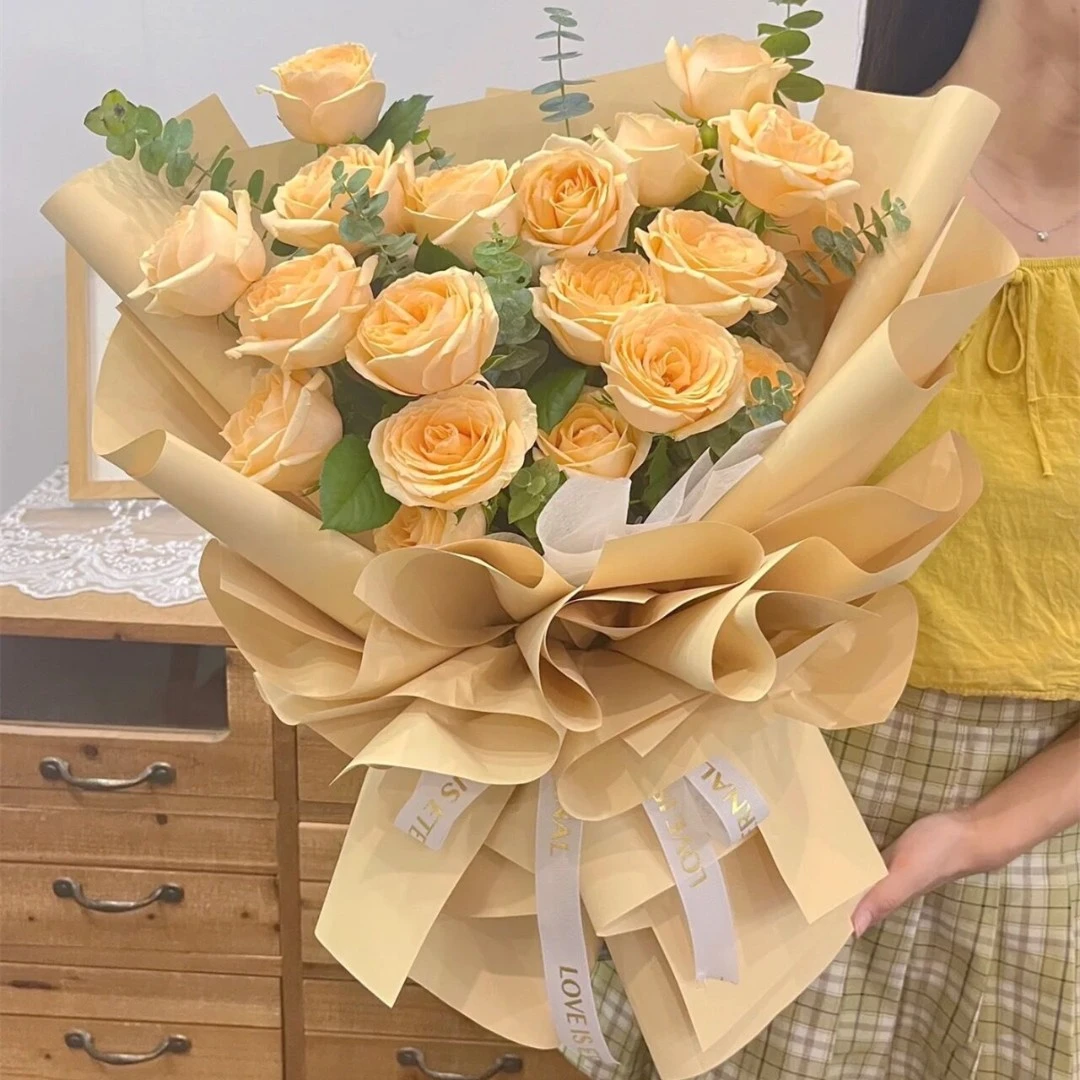 真花33朵香槟玫瑰花束鲜花速递全国同城配送女友生日北京上海广州