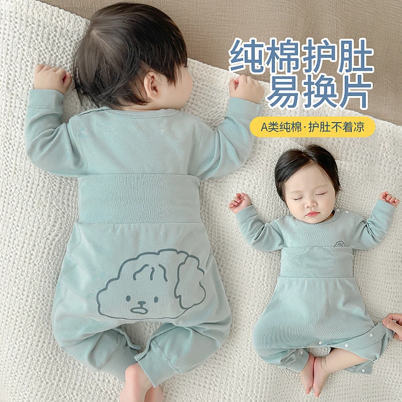 婴儿睡衣纯棉开裆裤秋冬季秋衣秋裤宝宝幼儿打底分体套装保暖衣服