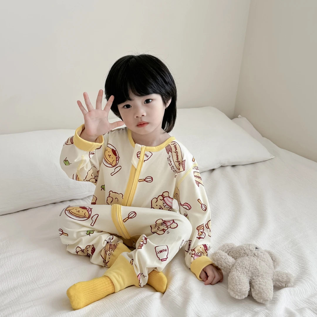 宝宝春秋冬四季款纯棉连体睡袋男女孩儿童分腿睡衣防踢被子家居服