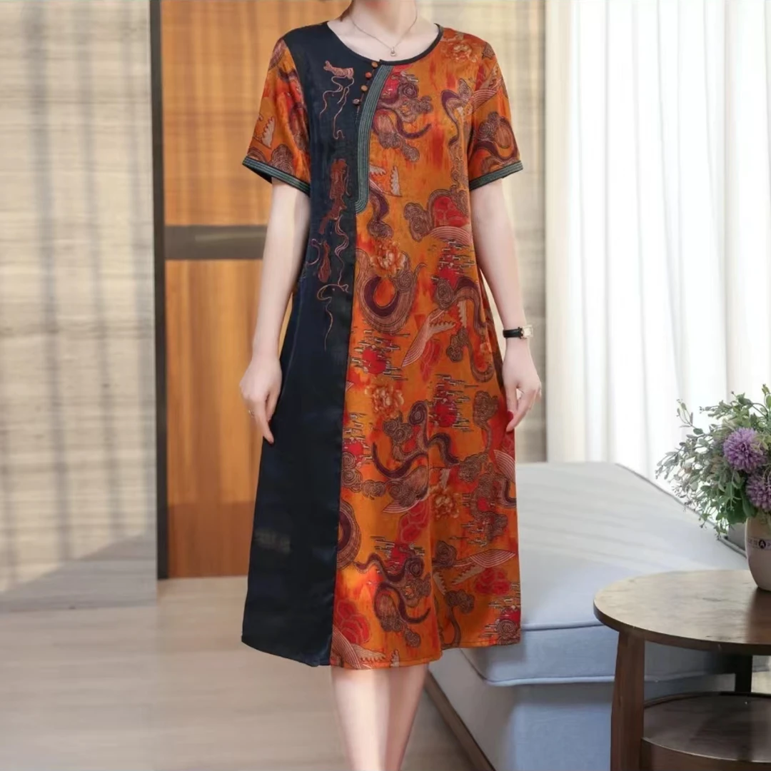 妈妈装连衣裙76879