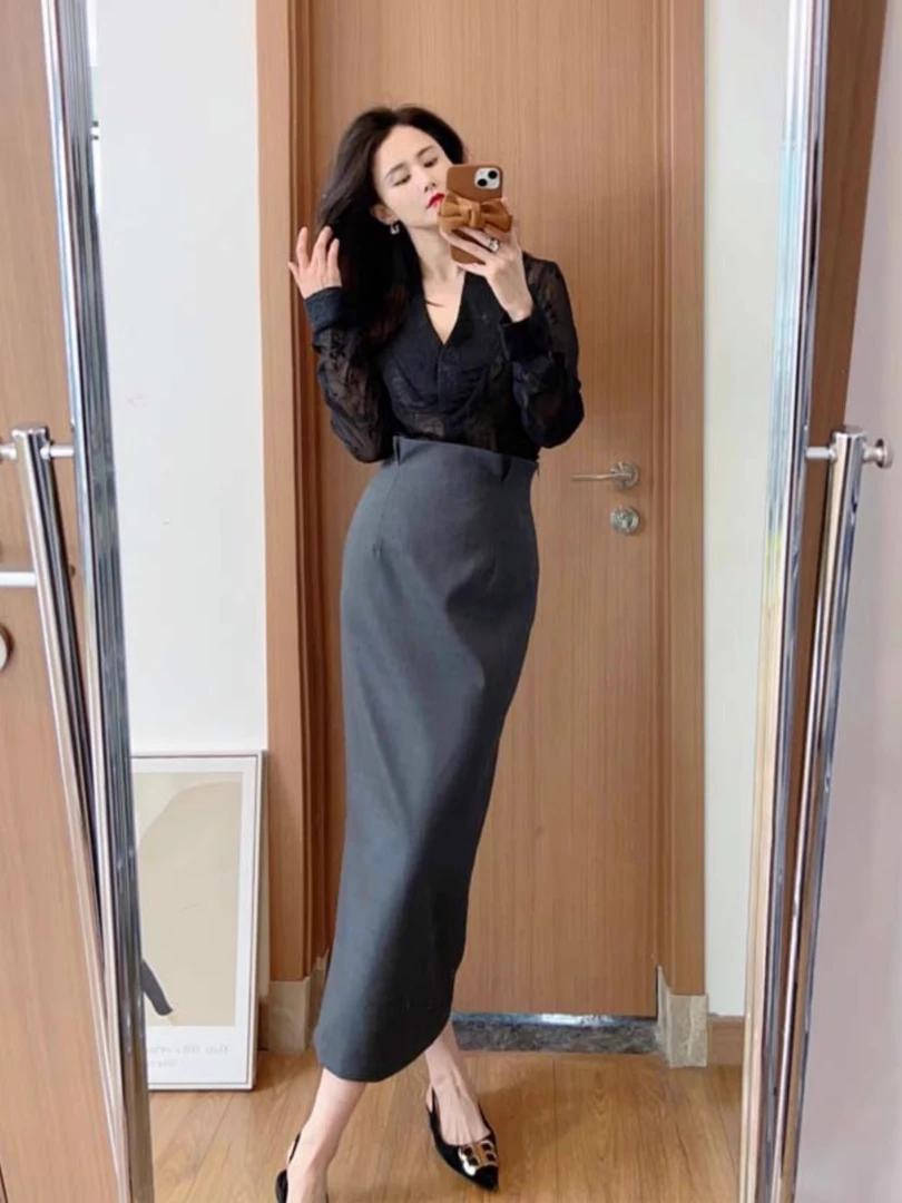 米可STUDIO【职场图鉴】春季新款灰色西装套装两件套外套+半身裙