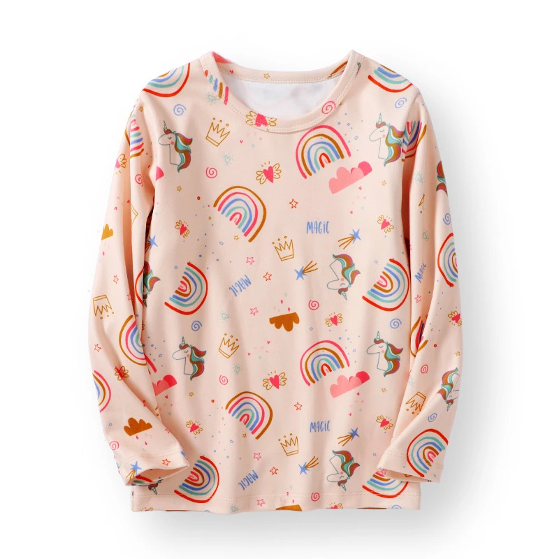 【海涛大叔】儿童独角兽彩虹款圆领打底衫 11025