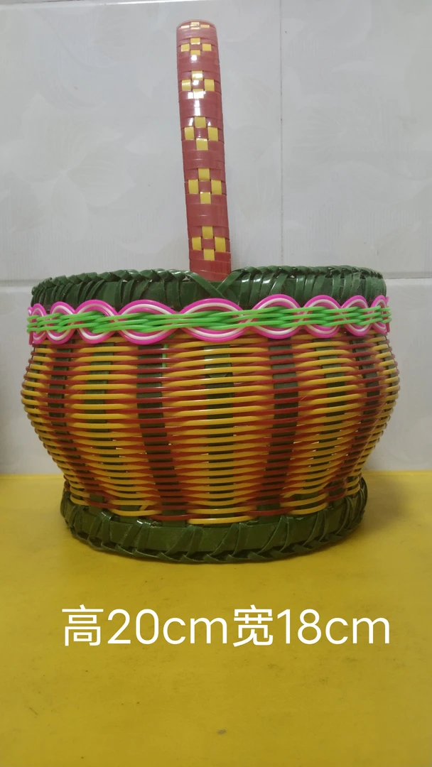 塑钢带手工编织提篮