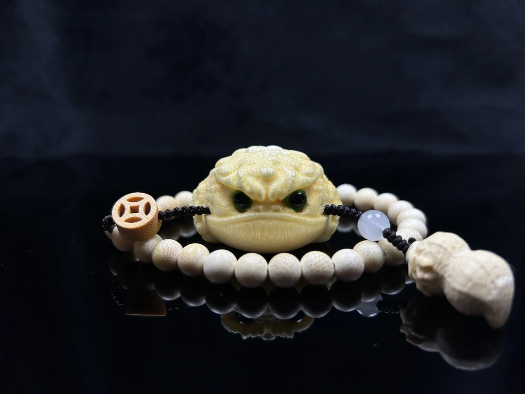 《扁款恶霸》4➕金蟾文玩手把件龙血金丝竹实心竹雕雕刻