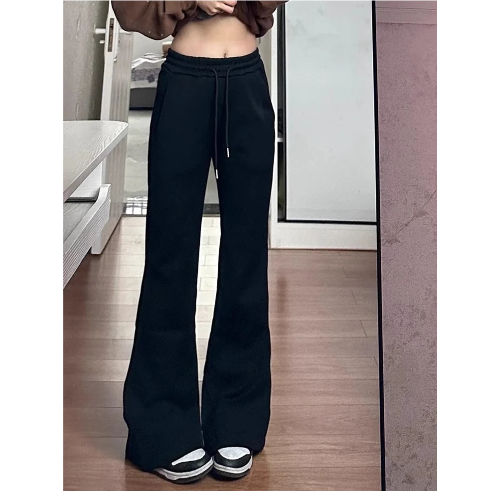 美式辣妹风微喇休闲裤女显高显瘦显线条百搭梨形身材抽绳运动卫裤