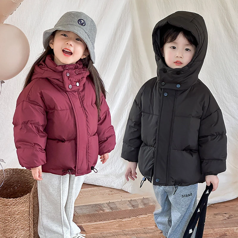 安可拉红男女童冬季保暖儿童羽丝绒服加厚衣服中小童宝宝冬装外套