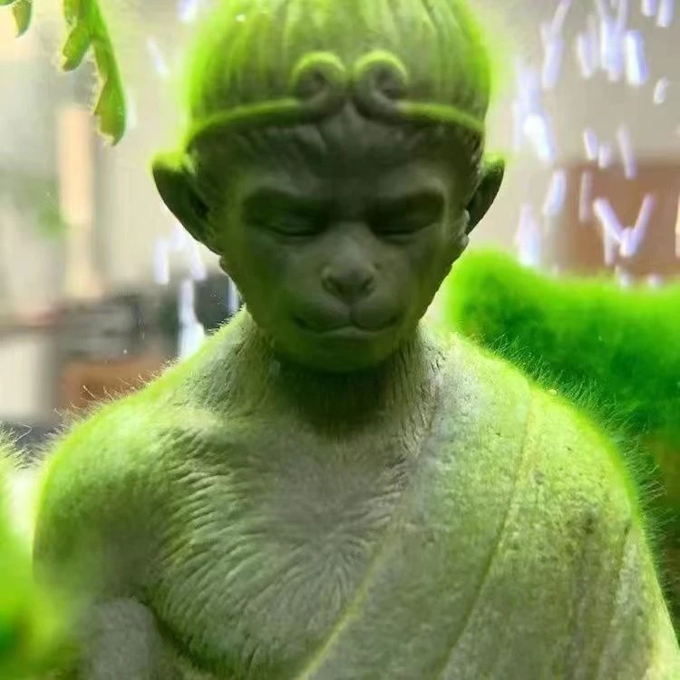 鱼缸水族造景孙悟空摆件可瀑藻佛像佛头盆景微景观装饰水草躲避洞