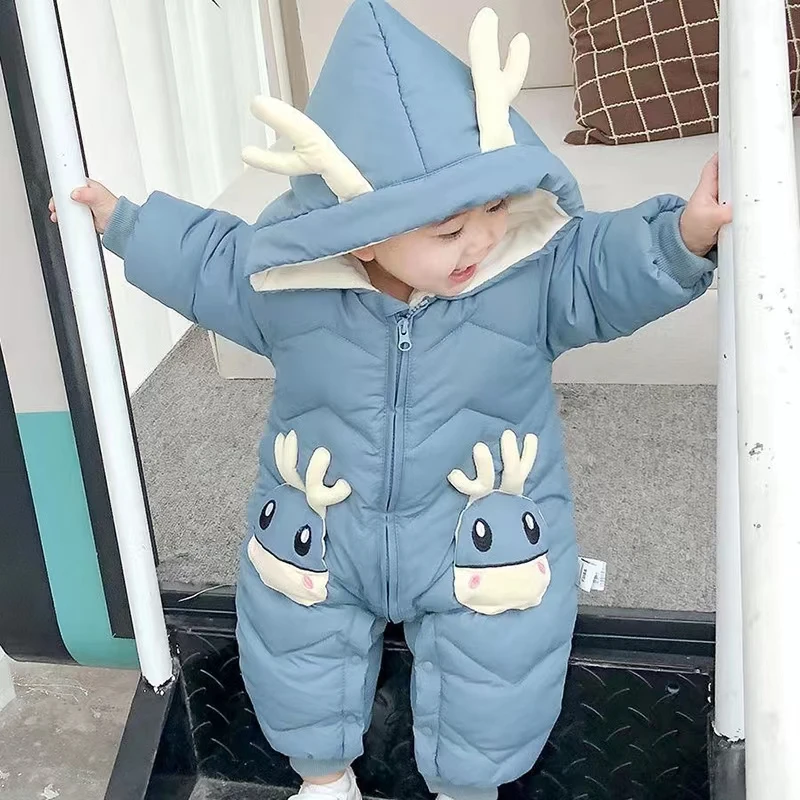 婴儿衣服秋冬套装宝宝连体衣新生儿加绒加厚外出抱衣棉服爬爬服