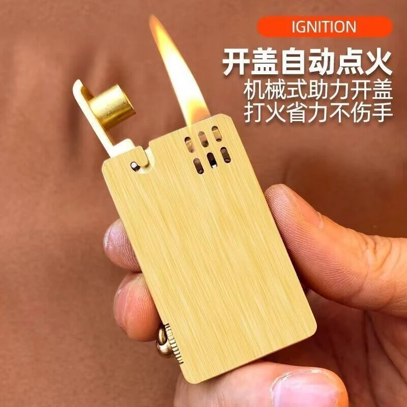 黄铜打火机艾斯普里新款煤油打火机机械半自动原装纯铜防风刻字男