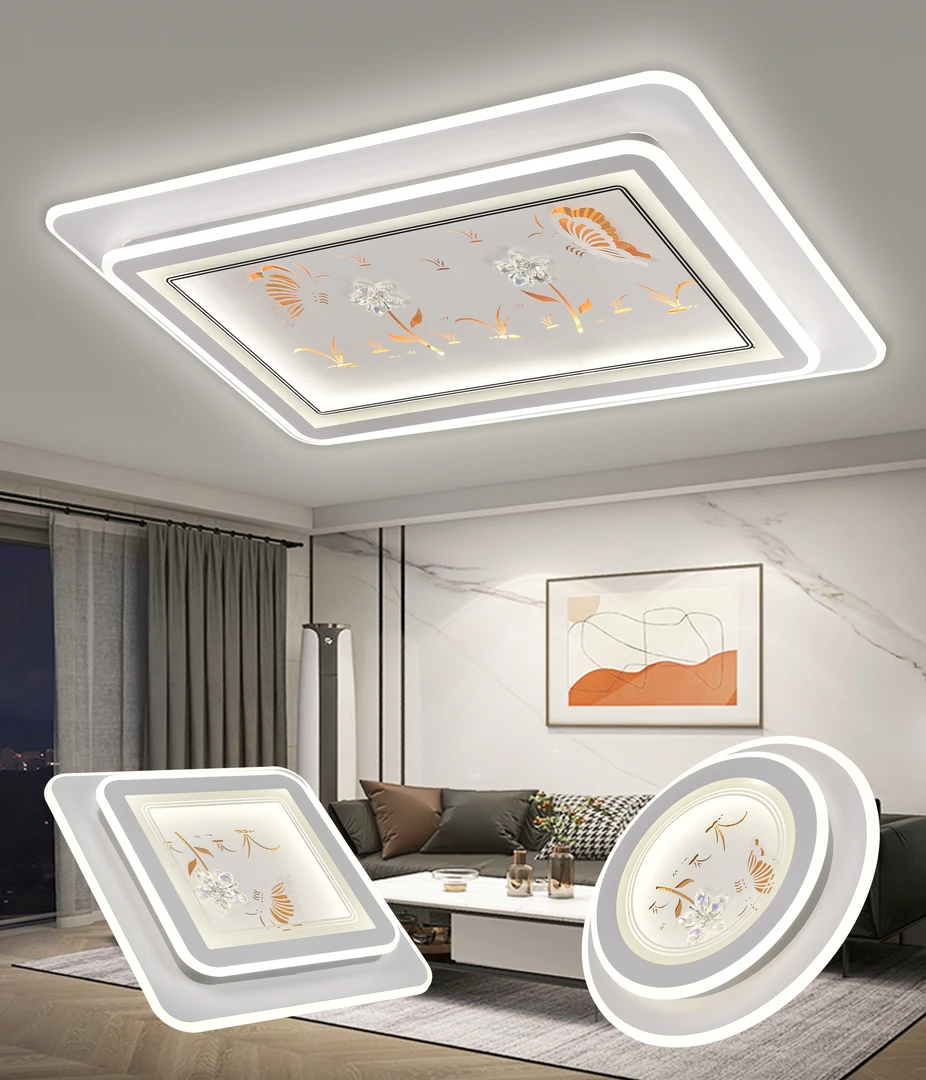 全国联保玻璃客厅灯无极调光遥控客厅灯智能语音创意大厅灯具