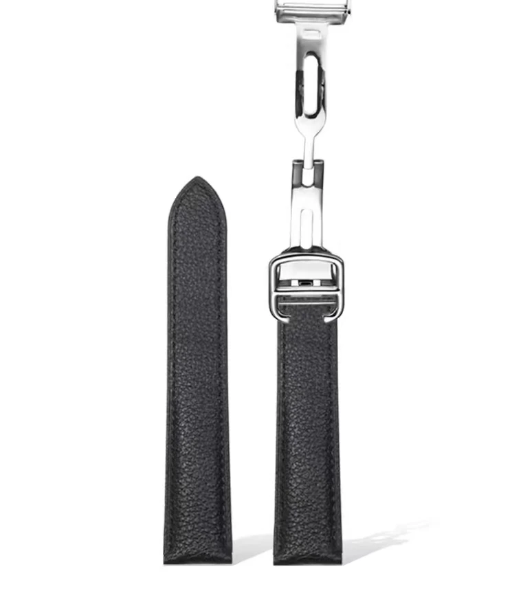 3适配【坦克】表带真皮小牛皮荔枝纹牛皮折叠扣表带