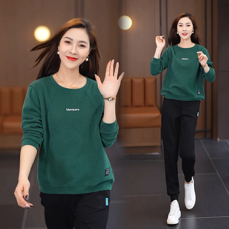 2024春季新款洋气卫衣长袖宽松潮流套秋季女士上衣圆领妈妈款爆款