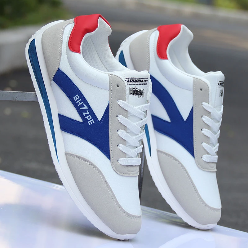 小白鞋秋冬季新款时尚男士潮鞋皮面防水跑步运动休闲鞋白色板鞋