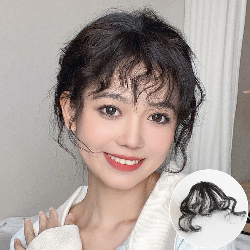 刘海假发女自然前额空气假刘海无痕羊毛卷刘海仿真齐刘海假发片