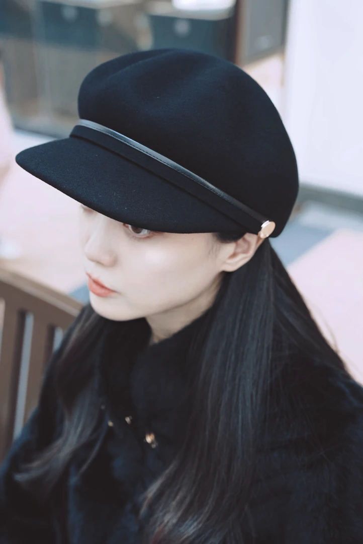 高端定制款日系秋冬定型澳毛八角帽毛呢鸭舌显脸小气质百搭鸭舌女