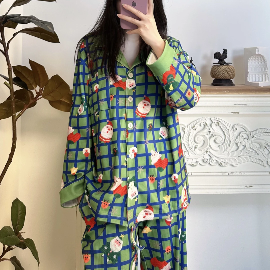 【冬日圣诞】司睿秋冬保暖可外穿格子舒适撞色可爱睡衣家居服套装