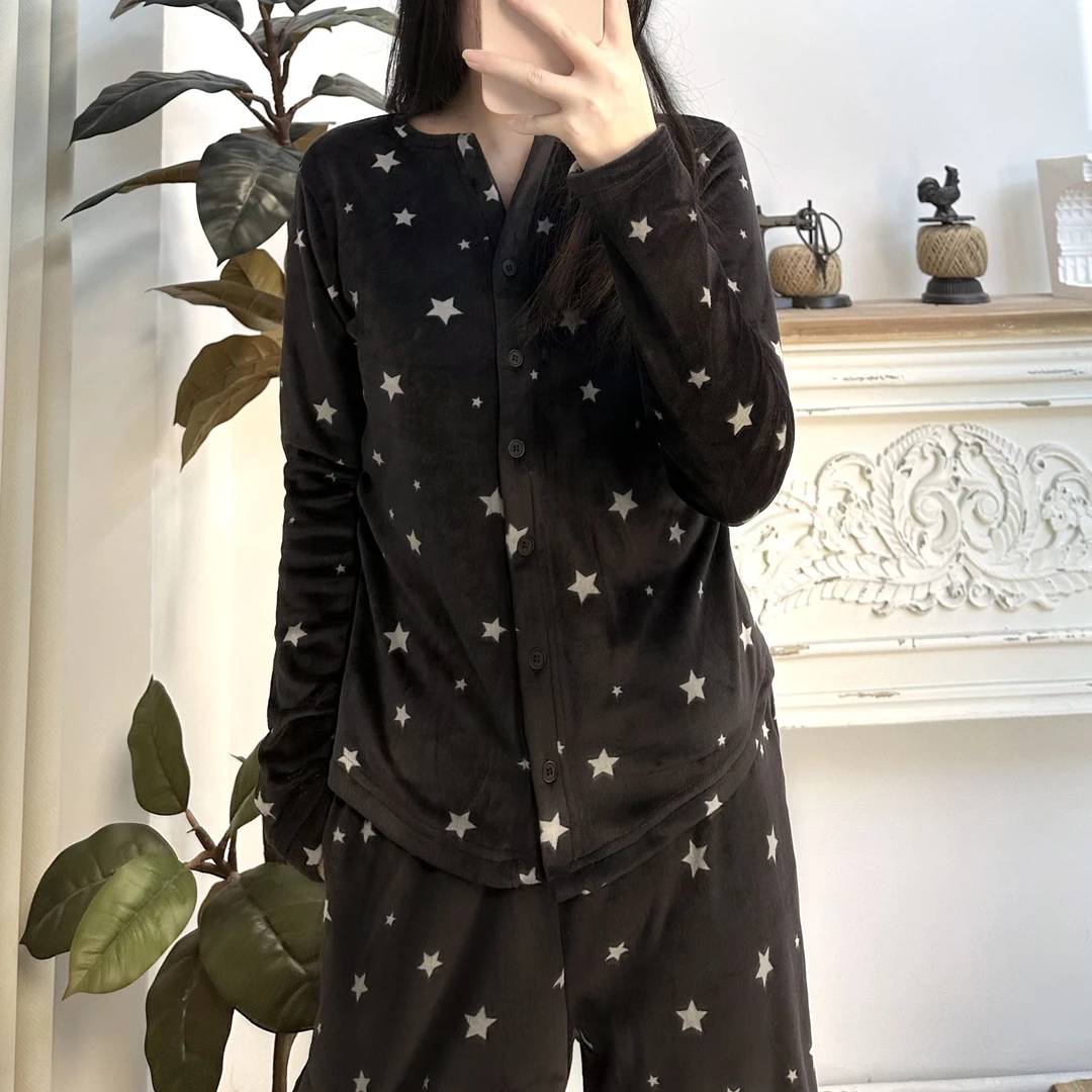 繁星点点星司睿轻奢冬季毛绒家居服氛围两件套保暖显瘦睡衣套装