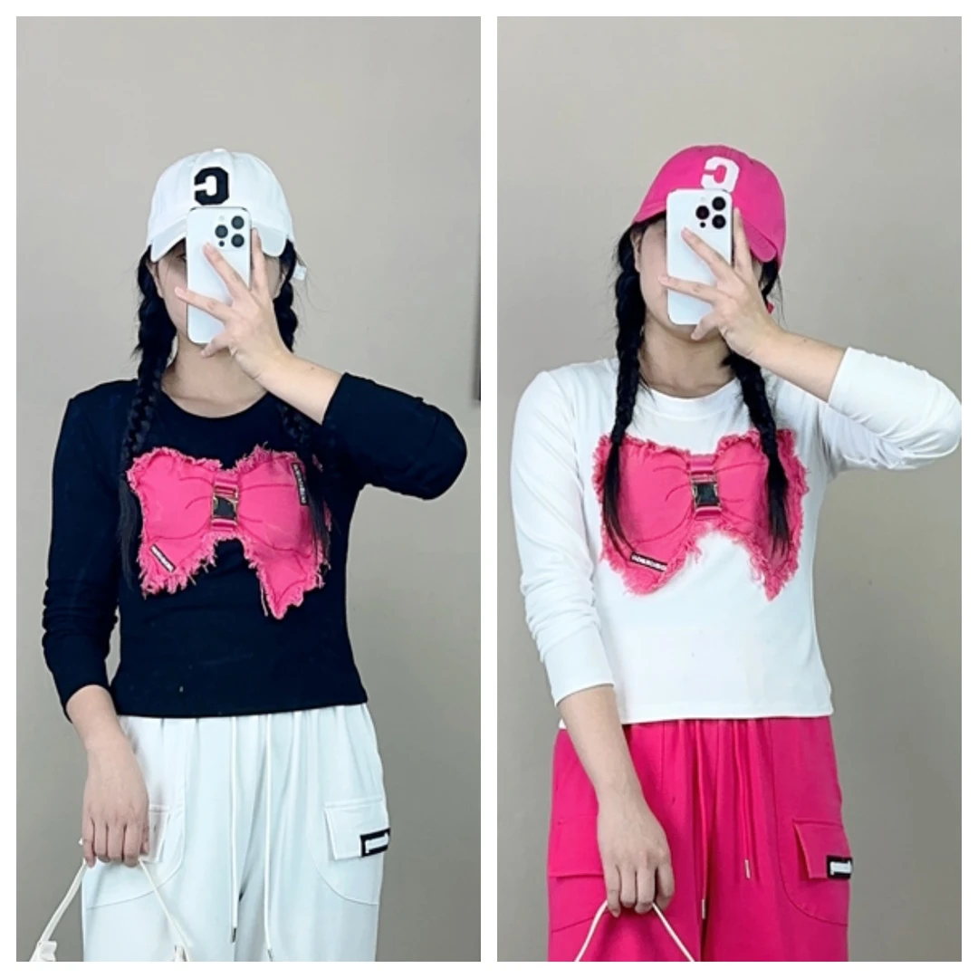 新款蝴蝶T恤炸街减龄时尚显瘦休闲长袖上衣