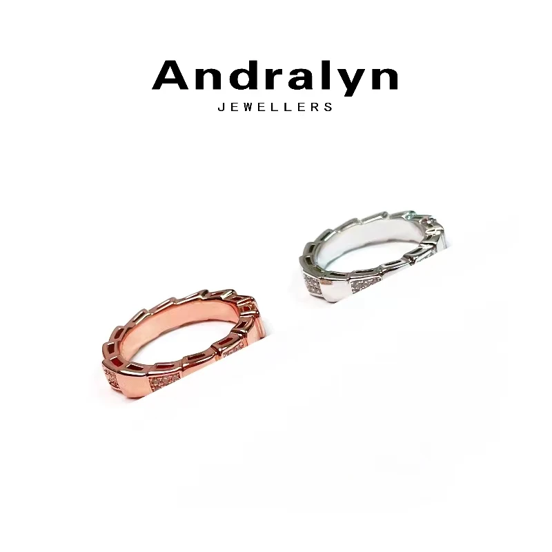 铜合金合成锆石戒指 玫瑰金色银色拼接半钻戒指轻奢百搭