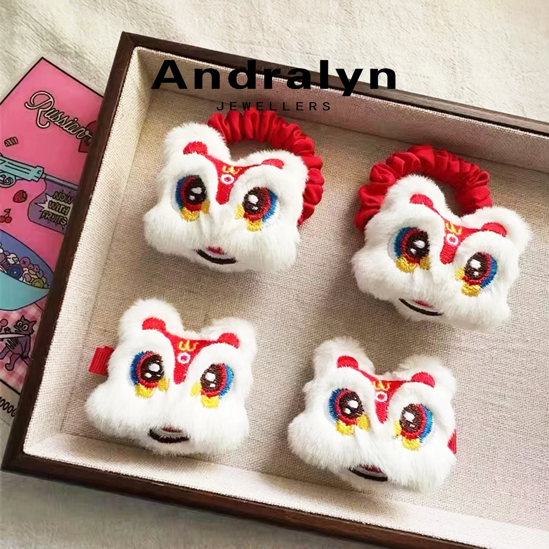 可爱狮子毛茸茸发绳一对秋冬百搭3409