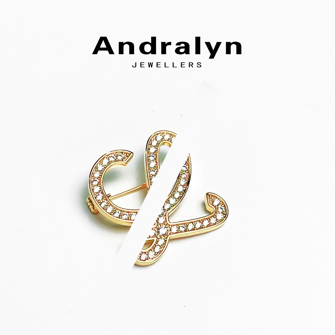 铜合金合成锆石胸针 金色月饼花镶嵌胸针百搭满钻小众3067