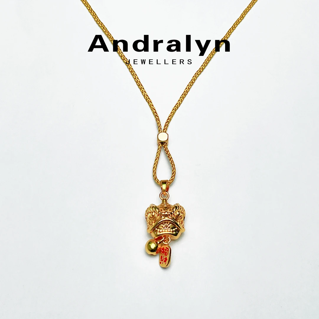 铜合金项链 金色醒狮项链时尚百搭小众3443