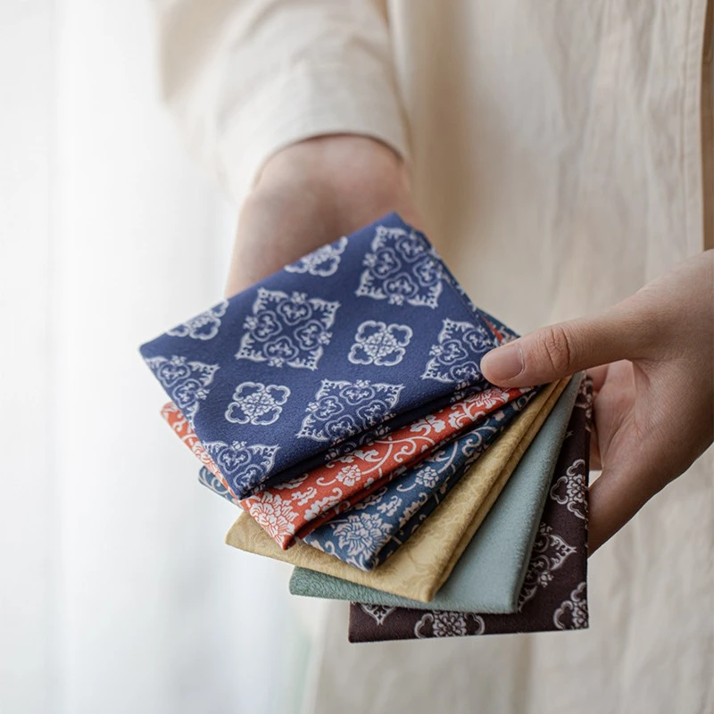 BY00002 团花茶巾道茶配手工布艺吸水茶巾茶台抹布茶具