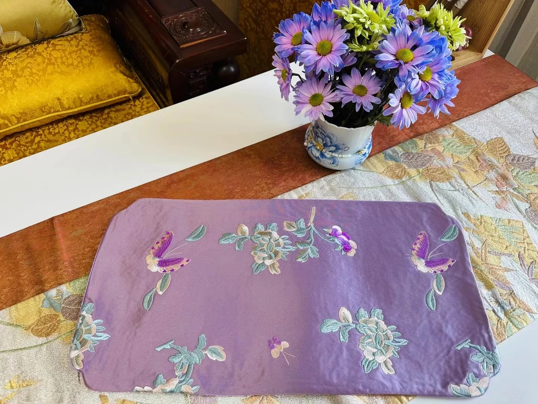 T00077 QB00125 QB00126茶席香云纱面料手工茶席48*22