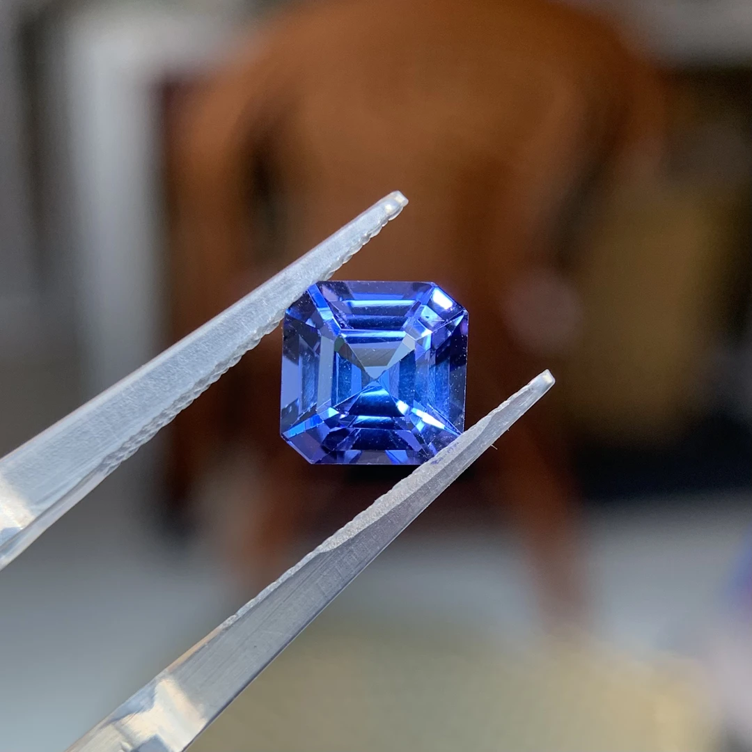 天然坦桑石裸石2.8ct阿斯切正方形 蓝色干净通透 可定制戒指吊坠