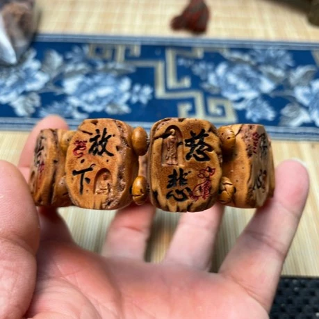 桃核雕刻 无相佛手手牌 手串