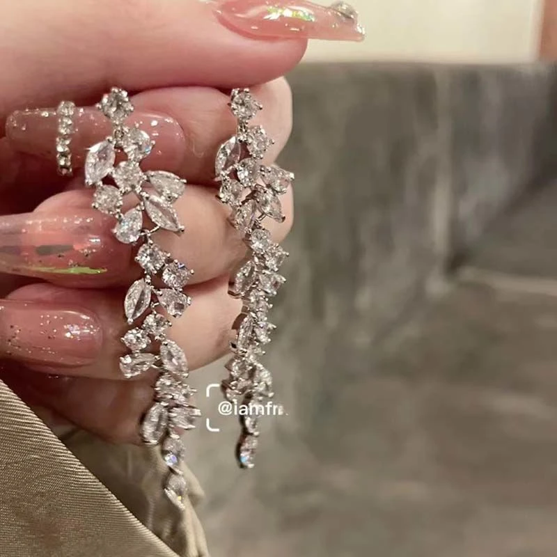 FRIDAY JEWELRY定制款银色秋冬流苏长款气质百搭复古耳饰高级耳环
