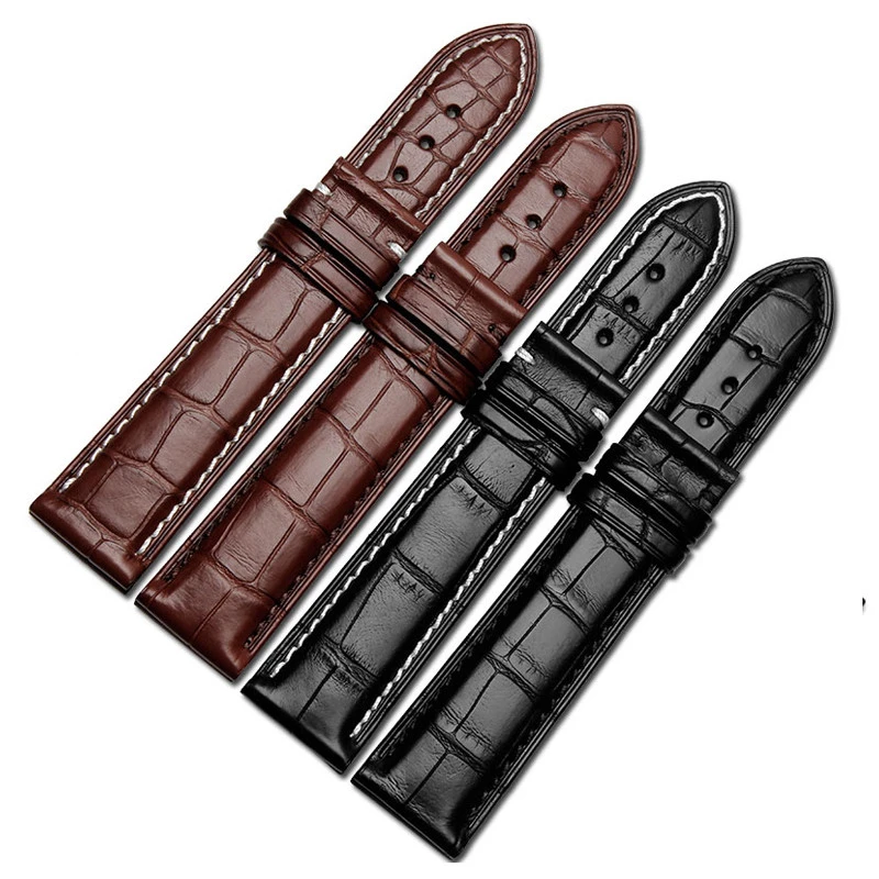 适配浪琴手表表带男女真皮双面鳄鱼皮表带蝴蝶扣配件柔软定制