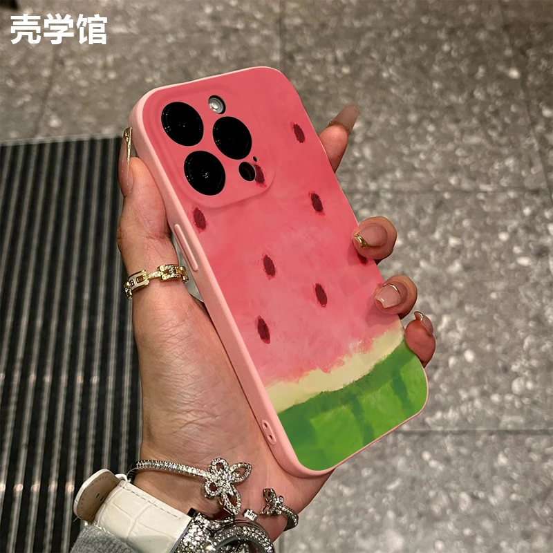 壳学馆小众西瓜子适用苹果15手机壳iphone14promax折皱13创意12潮