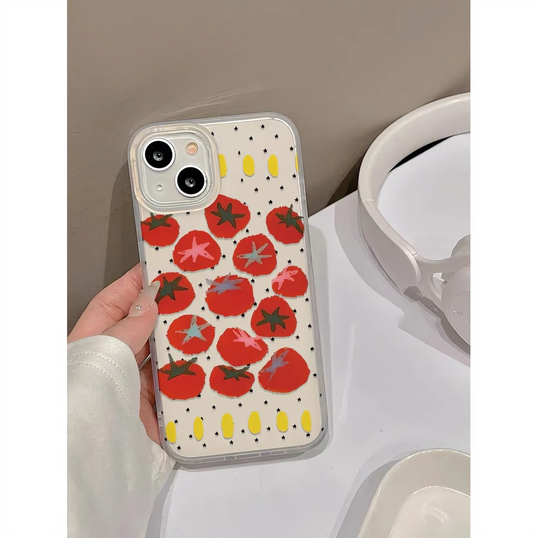 简约番茄苹果15promax手机壳iPhone14/11大孔13磨砂12软XSXR女7/8