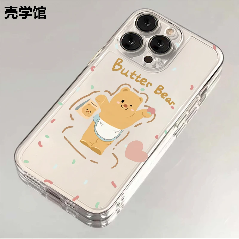壳学馆黄油小熊适用苹果15手机壳iPhone14透明13防摔全包12创意11
