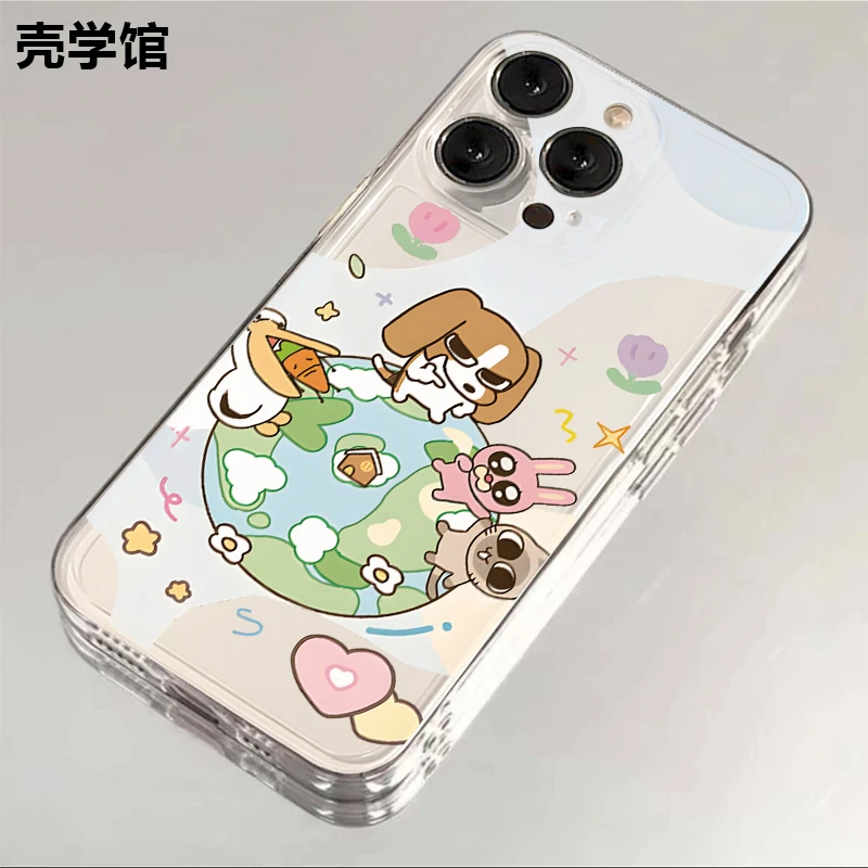 壳学馆地球小狗适用苹果15手机壳iPhone14promax透明13防摔12软11