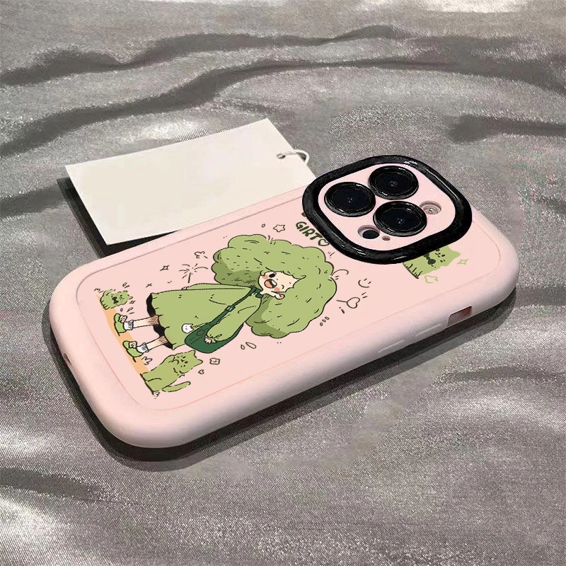 绿头发女孩苹果15promax手机壳14iphone12/13软11x卡通7/8p新款6s